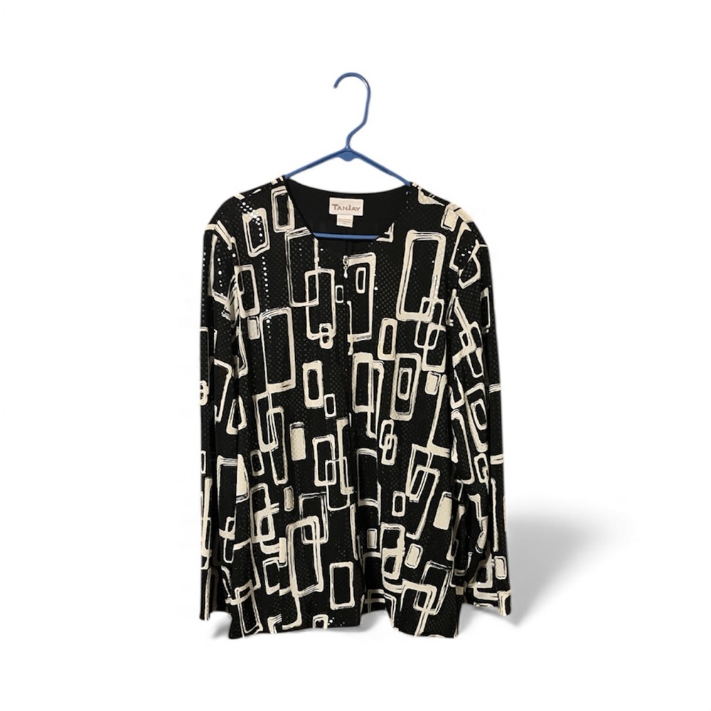 TanJay Sequin Black and White Print Blouse/Jacket- Size 3X - Picture 7 of 9